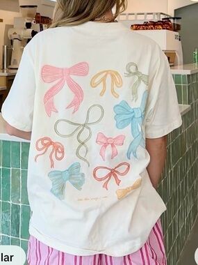NWT - See the Way I See Cream “and she will bow to no one” Tee w/ Pastel Bows